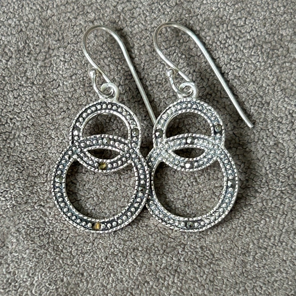 Elegant Sterling Silver and Marcasite Dangle Earrings